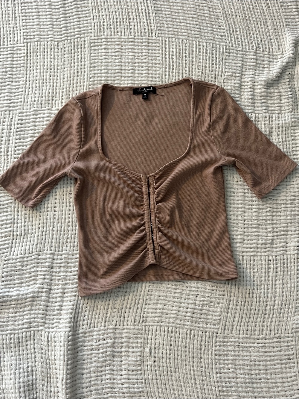 Mixed Threads Brown Ruched Scoop Neck Crop Top